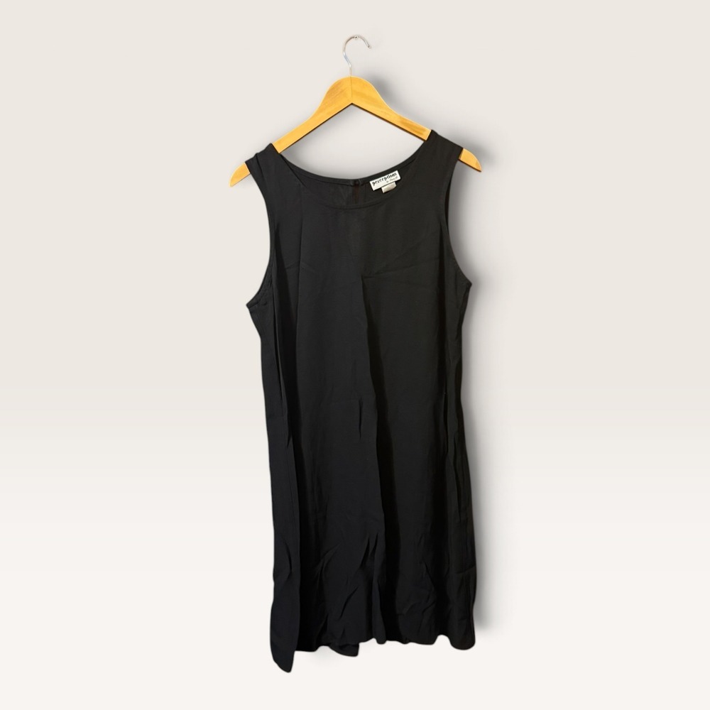 Perceptions by Irene B Vintage Black Sleeveless Shift Dress Size 14 Minimalist